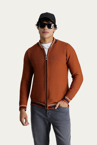 Tarçın  Slim Fit Dar Kesim Fermuarlı Triko Hırka