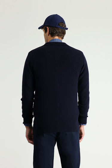 Koyu Lacivert Pamuklu Triko Hırka