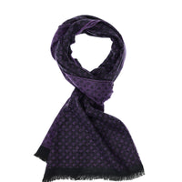 Koyu Mor Çift Taraflı Desenli Atkı