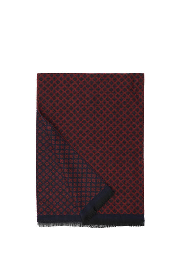 Koyu Bordo Çift Taraflı Desenli Atkı