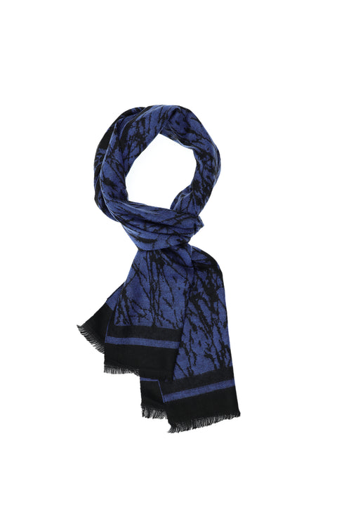 Dark Blue Double-Sided Patterned Scarf