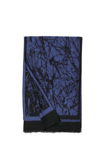 Koyu Mavi  Çift Taraflı Desenli Atkı