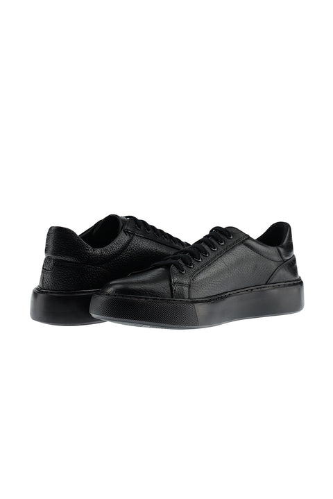Black Leather Sneaker Shoes