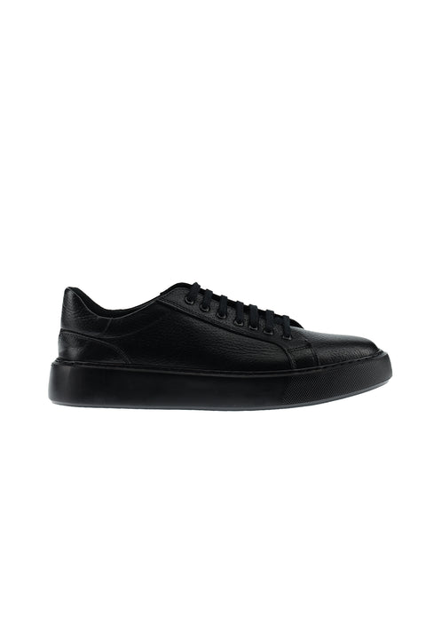Black Leather Sneaker Shoes