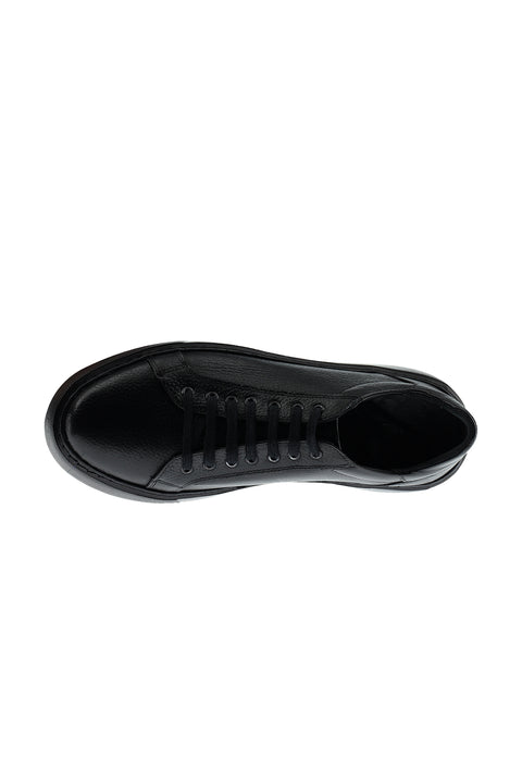 Black Leather Sneaker Shoes