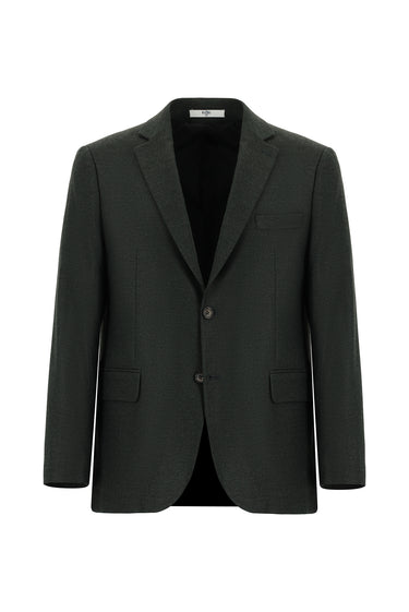 Koyu Haki Relaxed Fit Rahat Kesim Klasik Desenli Ceket