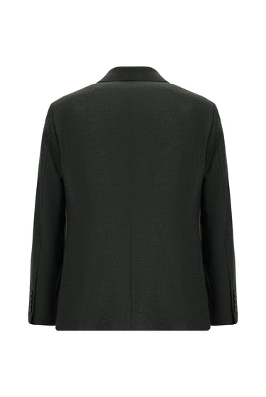 Koyu Haki Relaxed Fit Rahat Kesim Klasik Desenli Ceket