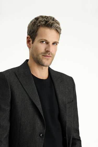 Siyah Regular Fit Desenli Likralı Spor Ceket