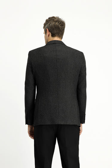 Siyah Regular Fit Desenli Likralı Spor Ceket