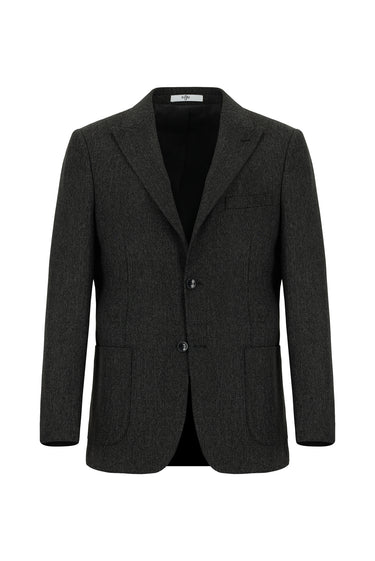 Siyah Regular Fit Desenli Likralı Spor Ceket