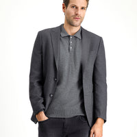 Orta Antrasit Super Slim Fit Ekstra Dar Kesim Desenli Spor Ceket