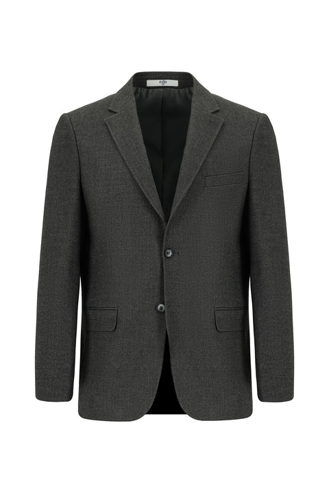 Koyu Antrasit 4 Drop Relaxed Fit Rahat Kesim Desenli Klasik Ceket