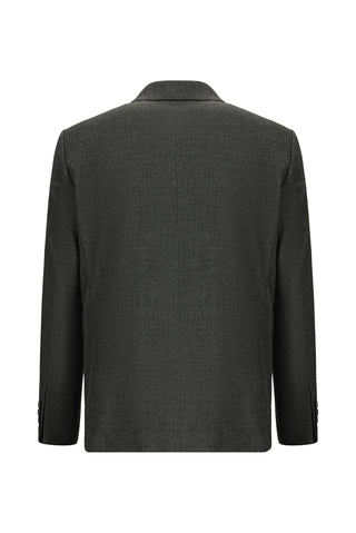 Koyu Antrasit 4 Drop Relaxed Fit Rahat Kesim Desenli Klasik Ceket