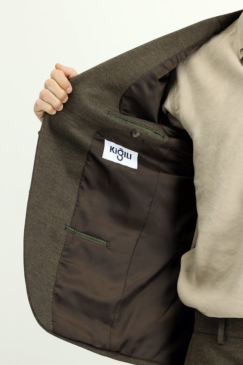 Koyu Vizon 6 Drop Regular Fit Standart Kesim Klasik Desenli Örme Ceket