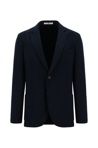 Koyu Lacivert 4 Drop Relaxed Fit Rahat Kesim Desenli Pamuklu Ceket