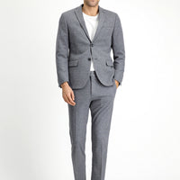 Orta Gri Melanj 7 Drop Super Slim Fit Eksra Dar Kesim Klasik Desenli Pamuklu Örme Ceket