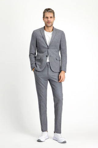 Orta Gri Melanj 7 Drop Super Slim Fit Eksra Dar Kesim Klasik Desenli Pamuklu Örme Ceket