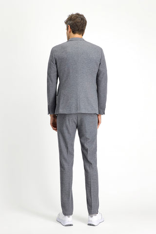 Orta Gri Melanj 7 Drop Super Slim Fit Eksra Dar Kesim Klasik Desenli Pamuklu Örme Ceket