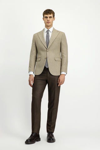 Orta Vizon 7 Drop Slim Fit Dar Kesim Yünlü Çizgili Klasik Ceket