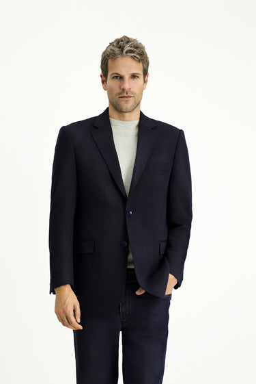 Siyah Lacivert Relaxed Fit Rahat Kesim Klasik Çizgili Örme Ceket