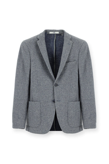 İndigo Relaxed Fit Rahat Kesim Yünlü Çizgili Spor Örme Ceket