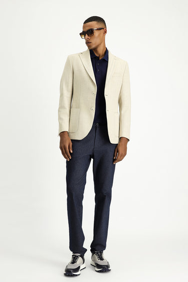 Açık Bej Regular Fit Yünlü Desenli Spor Ceket