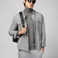Orta Gri Melanj 6 Drop Regular Fit Standart Kesim Yünlü Spor Ceket