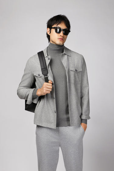 Orta Gri Melanj Regular Fit Yünlü Spor Ceket