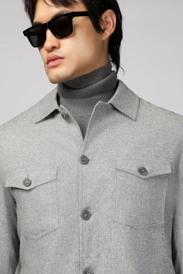 Orta Gri Melanj Regular Fit Yünlü Spor Ceket
