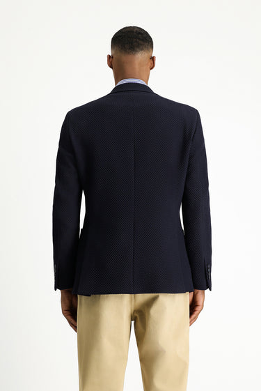 Koyu Lacivert Relaxed Fit Rahat Kesim Desenli Spor Ceket