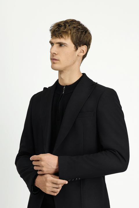 Black 8 Drop Muscle Fit Long Athletic Cut Lycra Sport Jacket