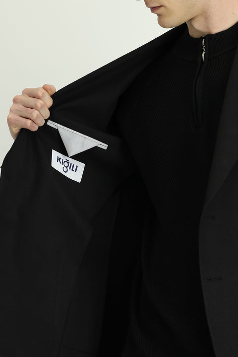 Black 8 Drop Muscle Fit Long Athletic Cut Lycra Sport Jacket