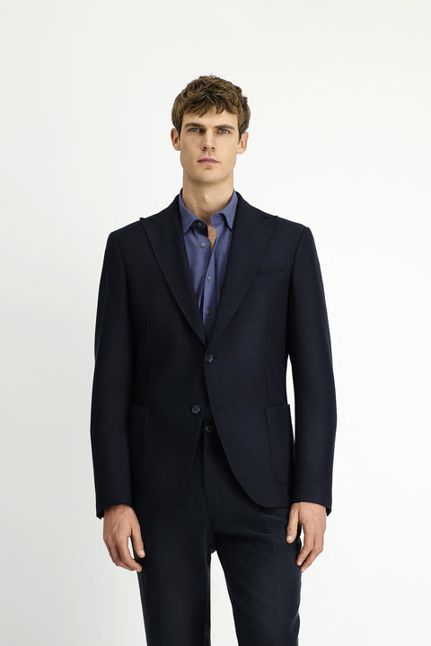 Black and Navy Blue 8 Drop Muscle Fit Long Athletic Cut Lycra Sport Jacket