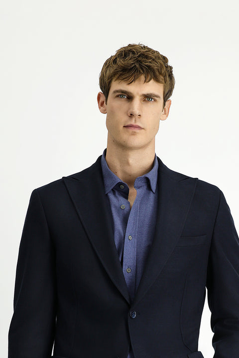 Black and Navy Blue 8 Drop Muscle Fit Long Athletic Cut Lycra Sport Jacket