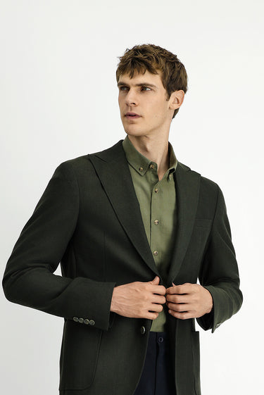 Asker Haki Muscle Fit Likralı Spor Ceket