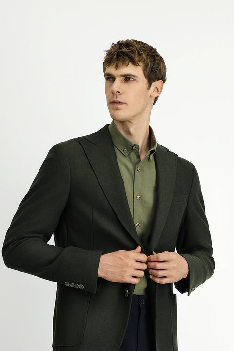 Military Khaki 8 Drop Muscle Fit Long Athletic Cut Lycra Sport Jacket