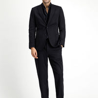 Siyah Regular Fit Klasik Likralı Örme Ceket