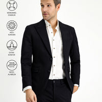 Siyah Techno-Line Slim Fit Dar Kesim Likralı Spor Örme Ceket