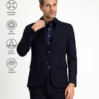 Koyu Lacivert Techno-Line 7 Drop Slim Fit Dar Kesim Likralı Spor Örme Ceket