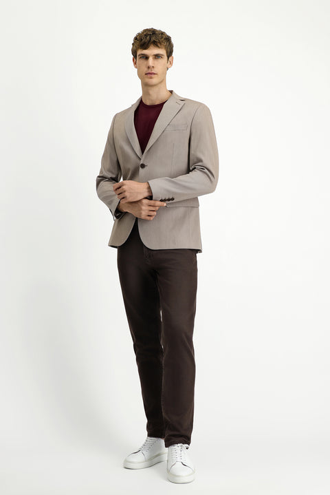 Light Brown 6 Drop Regular Fit Standard Cut Classic Patterned Jacket