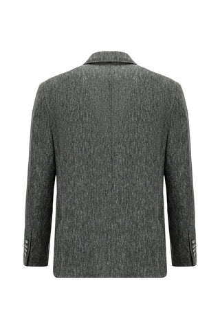 Koyu Antrasit 4 Drop Relaxed Fit Rahat Kesim Desenli Likralı Spor Ceket