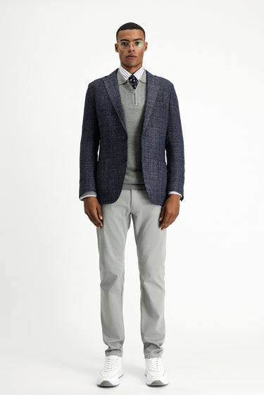 Orta Lacivert Regular Fit Desenli Spor Yünlü Ceket