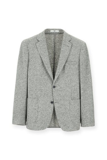 Orta Gri Slim Fit Dar Kesim Yünlü Desenli Spor İtalyan Ceket