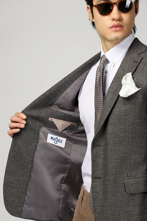 Koyu Kahve 6 Drop Regular Fit Standart Kesim Klasik Desenli Ceket