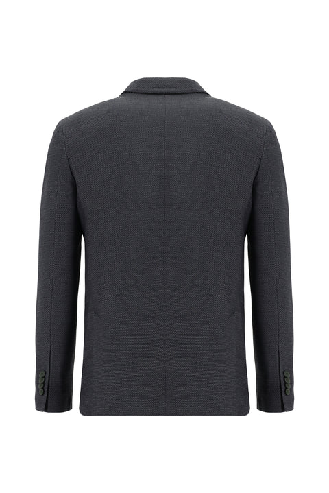 Orta Gri 7 Drop Super Slim Fit Eksra Dar Kesim Desenli Spor Ceket
