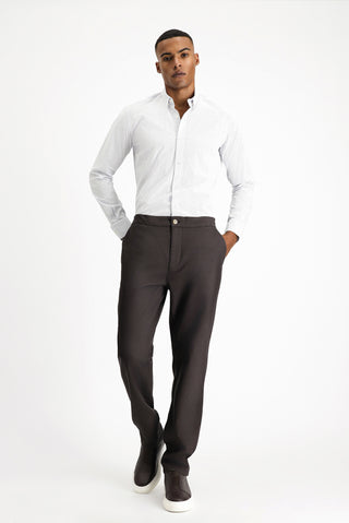 Orta Kahve Regular Fit Standart Kesim Likralı Kanvas / Chino Pantolon