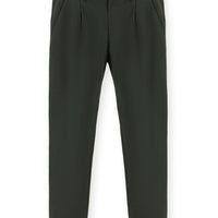 Orta Haki Regular Fit Likralı Pileli Kanvas / Chino Pantolon