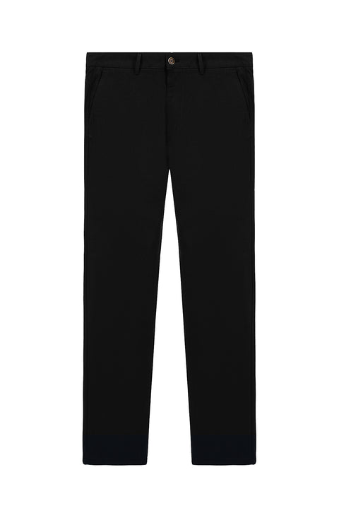 Siyah Regular Fit Standart Kesim Likralı Kanvas / Chino Pantolon