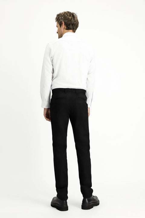 Siyah Regular Fit Standart Kesim Likralı Kanvas / Chino Pantolon