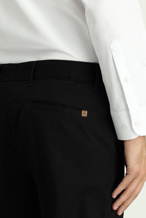 Siyah Regular Fit Standart Kesim Likralı Kanvas / Chino Pantolon